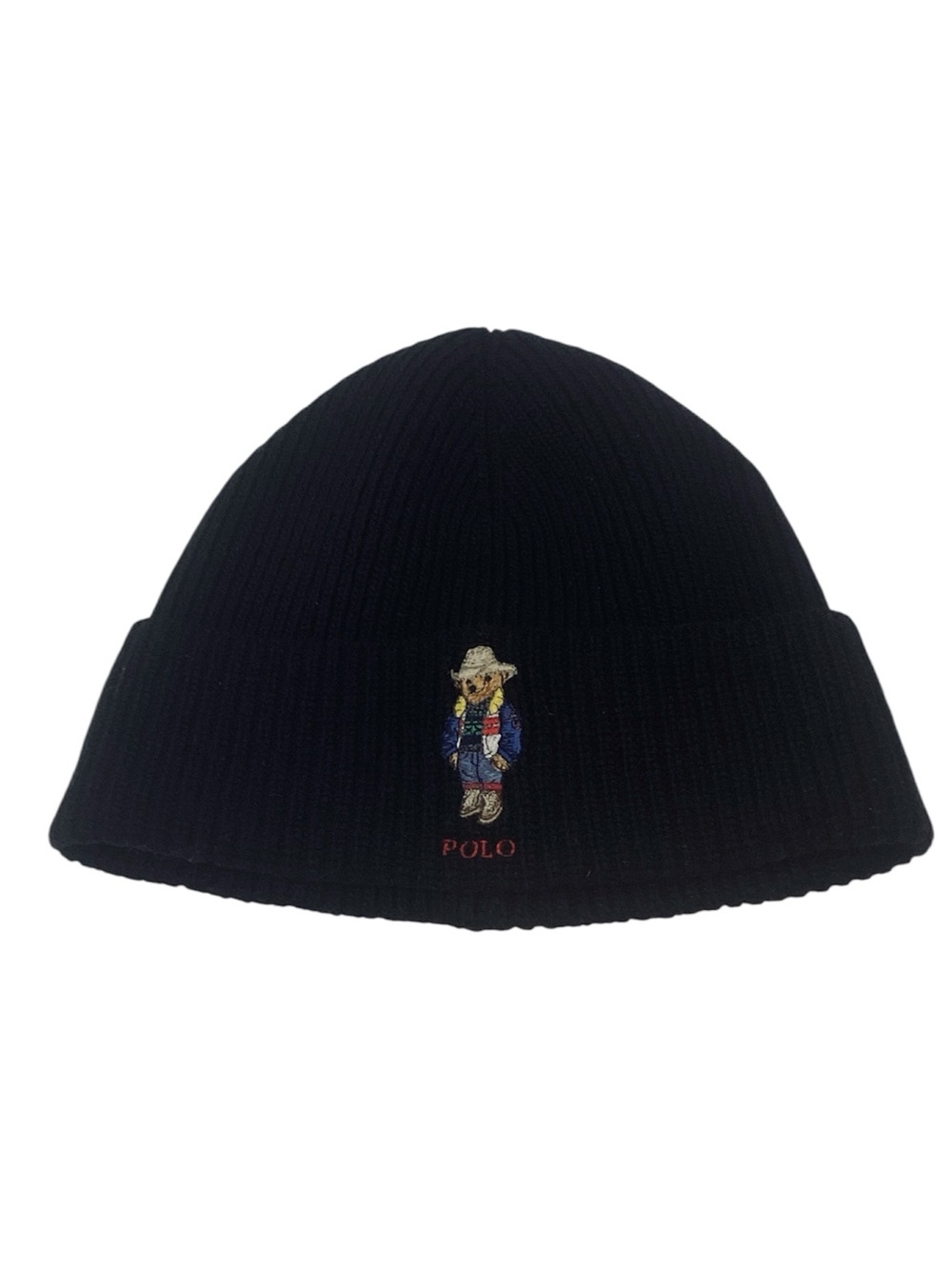 🍄 Ralph Lauren Polo Bear Embroidered Black Knit Beanie